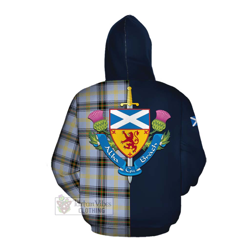 Tartan Vibes Clothing Bell Tartan Cotton Hoodie Alba with Scottish Lion Royal Arm Half Style