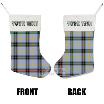 Bell Tartan Christmas Stocking with Personalized Text