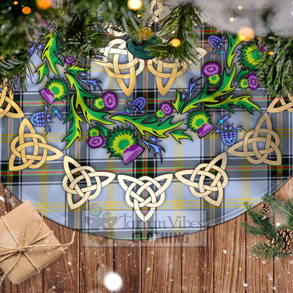 Tartan Vibes Clothing Bell Tartan Christmas Tree Skirt with Thistle Celtic Knot Style