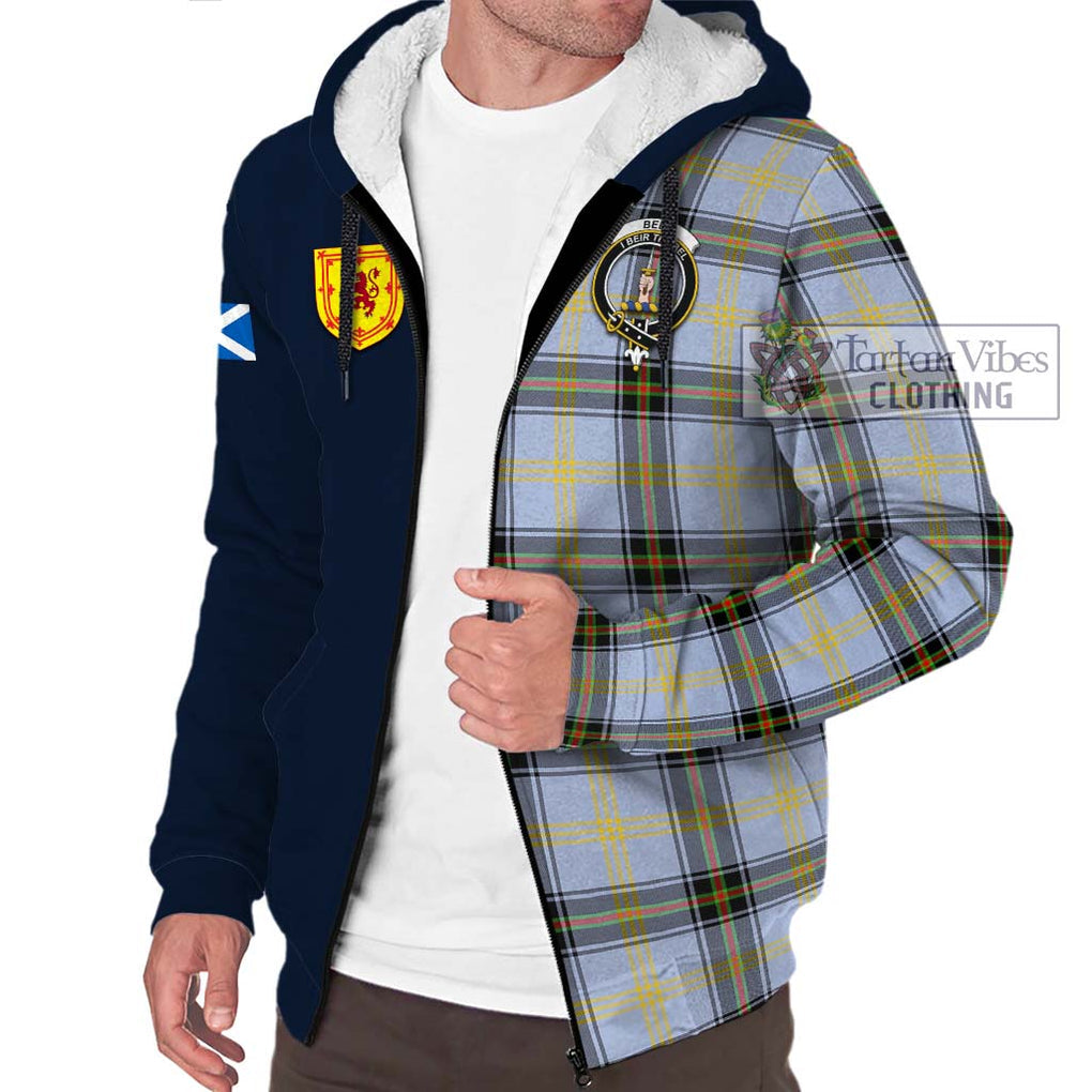 Tartan Vibes Clothing Bell Tartan Sherpa Hoodie with Scottish Lion Royal Arm Half Style