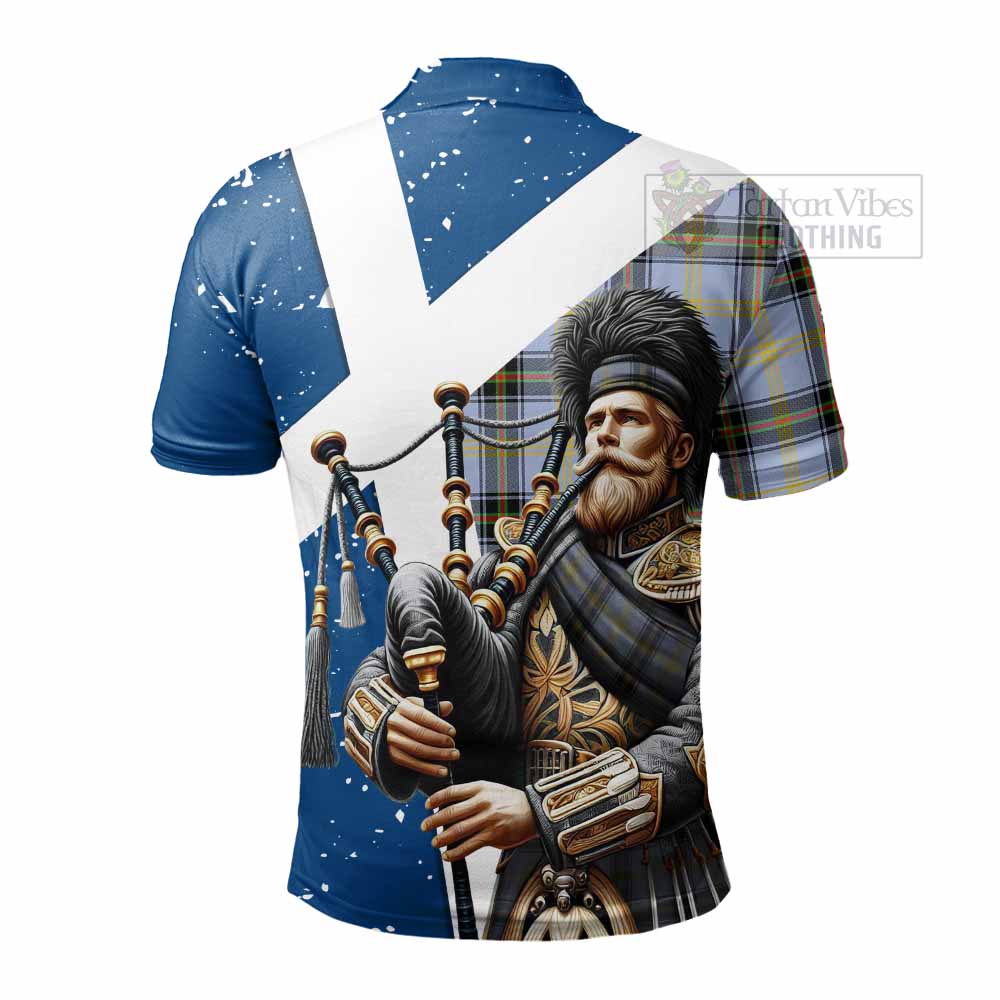 Bell Tartan Polo Shirt with Family Crest Scottish Bagpiper Vibes - Tartan Vibes Clothing