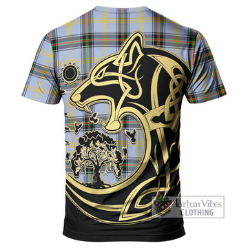 Bell Tartan T-Shirt with Family Crest Celtic Wolf Style