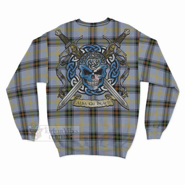 Bell Tartan Sweatshirt with Family Crest Celtic Skull Style