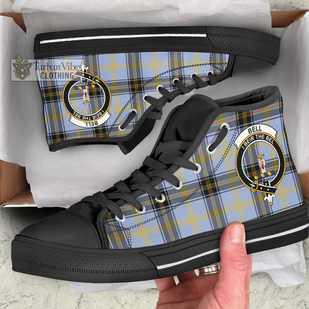 Tartan Vibes Clothing Bell Tartan High Top Shoes with Family Crest