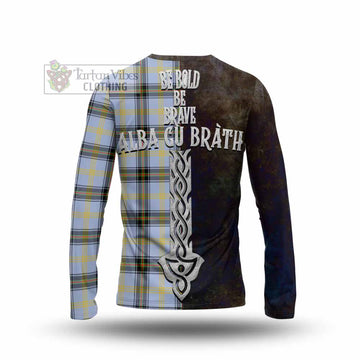 Bell Tartan Family Crest Long Sleeve T-Shirt Alba Gu Brath Be Brave Lion Ancient Style - Tartan Vibes Clothing