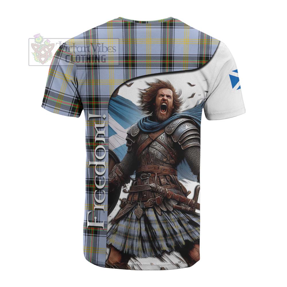 Tartan Vibes Clothing Bell Crest Tartan Cotton T-shirt Inspired by the Freedom of Scottish Warrior