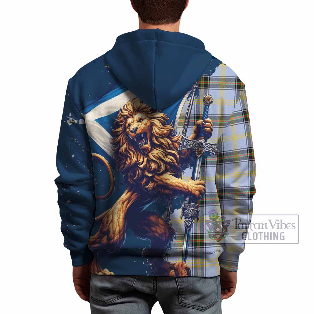 Bell Tartan Family Crest Hoodie with Scottish Majestic Lion