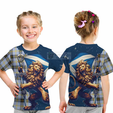 Bell Tartan Family Crest Kid T-Shirt with Scottish Majestic Lion - Tartan Vibes Clothing