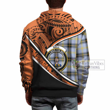 Bell Crest Tartan Hoodie with Polynesian Vibes Style - Orange Version