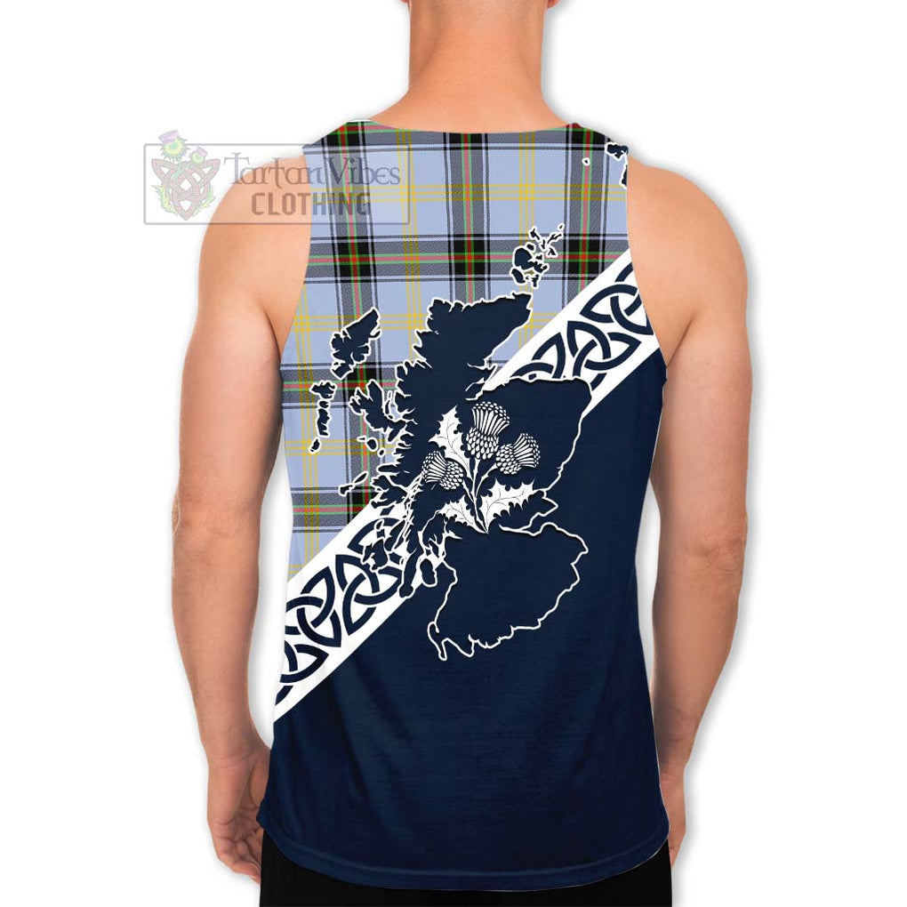 Bell Tartan Men's Tank Top Featuring Thistle and Scotland Map - Tartan Vibes Clothing
