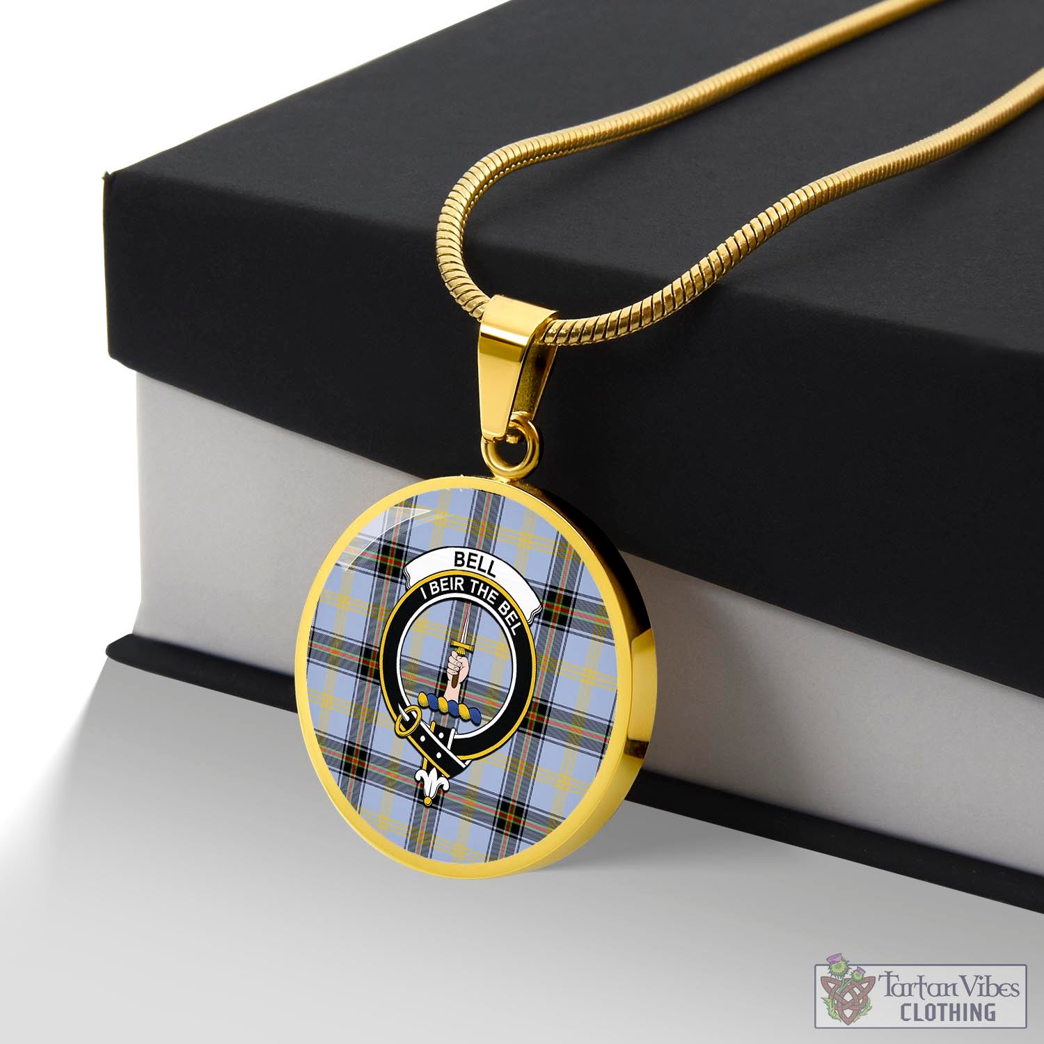 Tartan Vibes Clothing Bell Tartan Circle Necklace with Family Crest