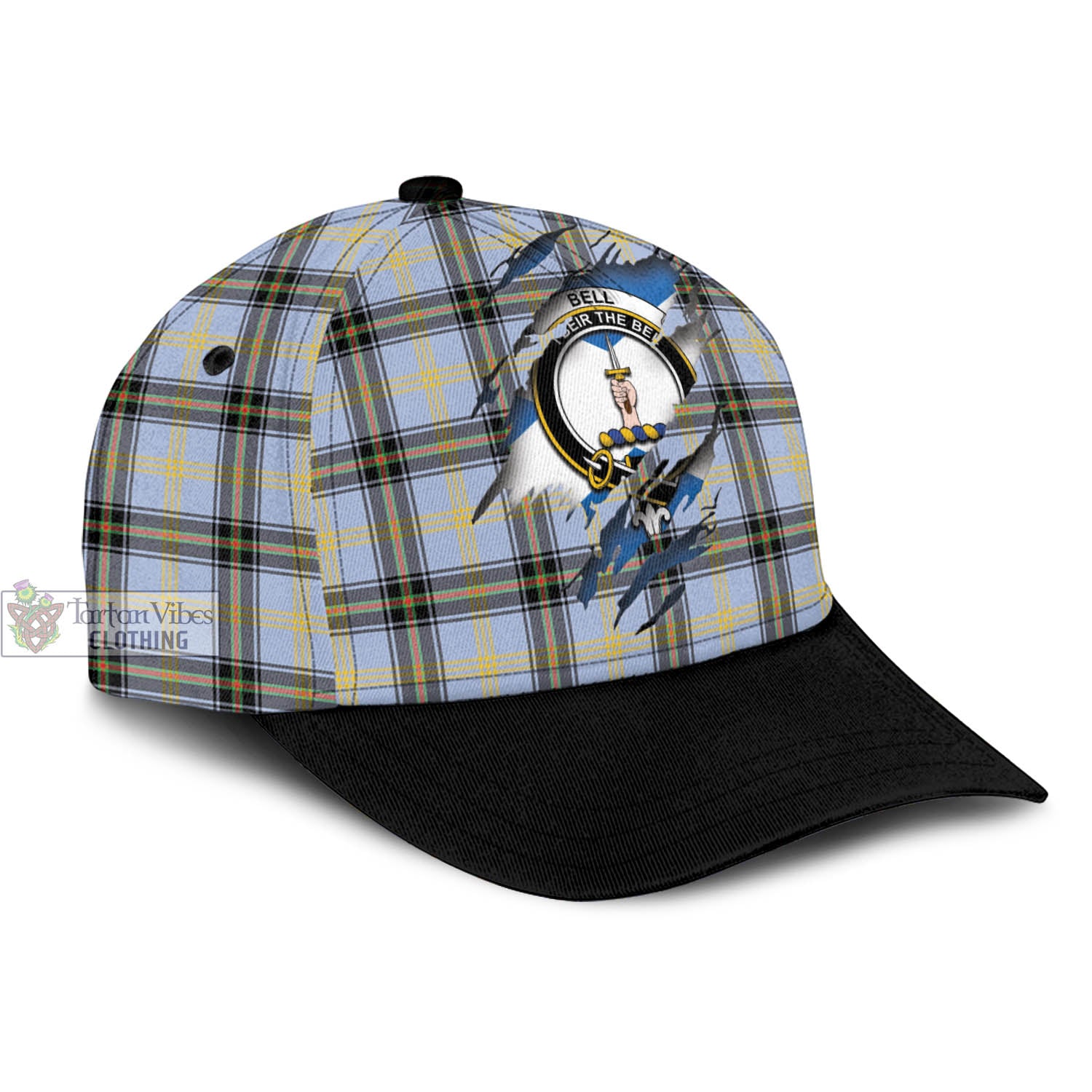 Tartan Vibes Clothing Bell Tartan Classic Cap with Family Crest In Me Style