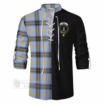 Bell Tartan Ghillie Kilt Shirt with Family Crest and Half Of Me Style