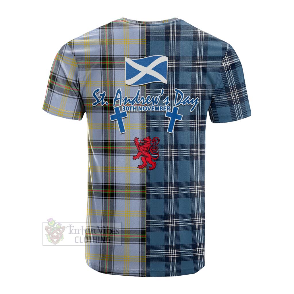 Tartan Vibes Clothing Bell Tartan Cotton T-shirt Happy St. Andrew's Day Half Tartan Style