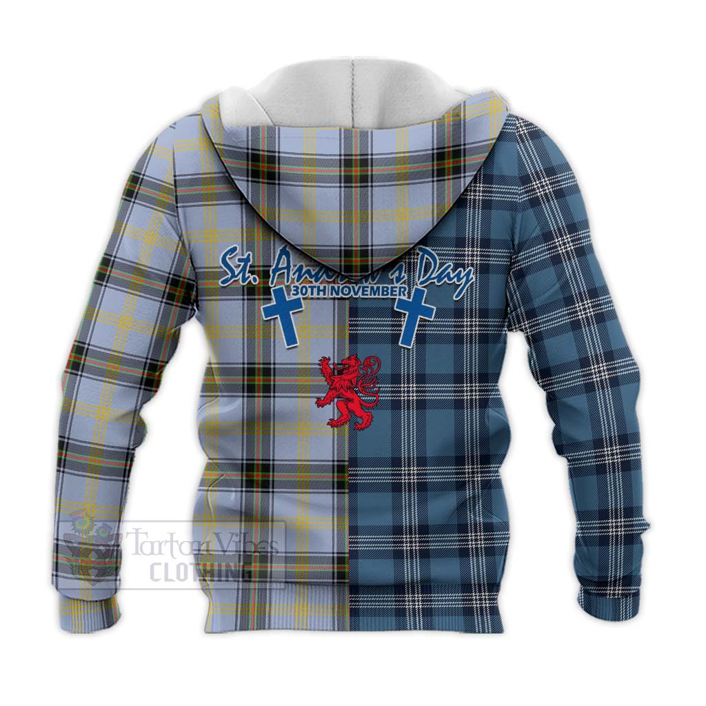 Tartan Vibes Clothing Bell Tartan Knitted Hoodie Happy St. Andrew's Day Half Tartan Style