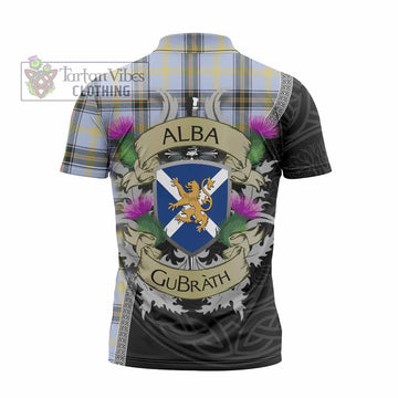 Bell Tartan Family Crest Zipper Polo Shirt Lion Rampant Royal Thistle Shield Celtic Inspired - Tartan Vibes Clothing