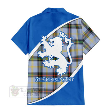 Bell Family Crest Tartan Short Sleeve Button Shirt Celebrate Saint Andrew's Day in Style