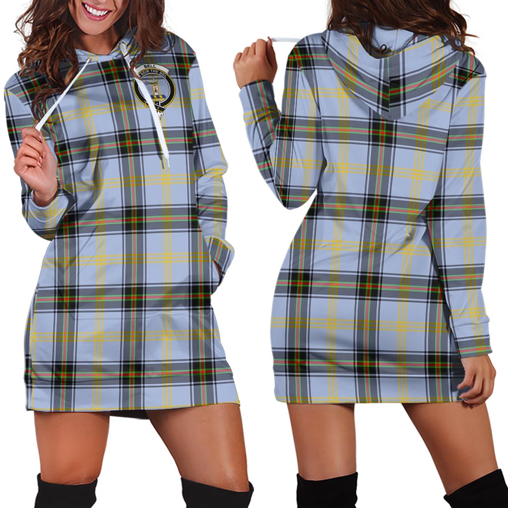 Bell Tartan Hoodie Dress with Family Crest - Tartan Vibes Clothing