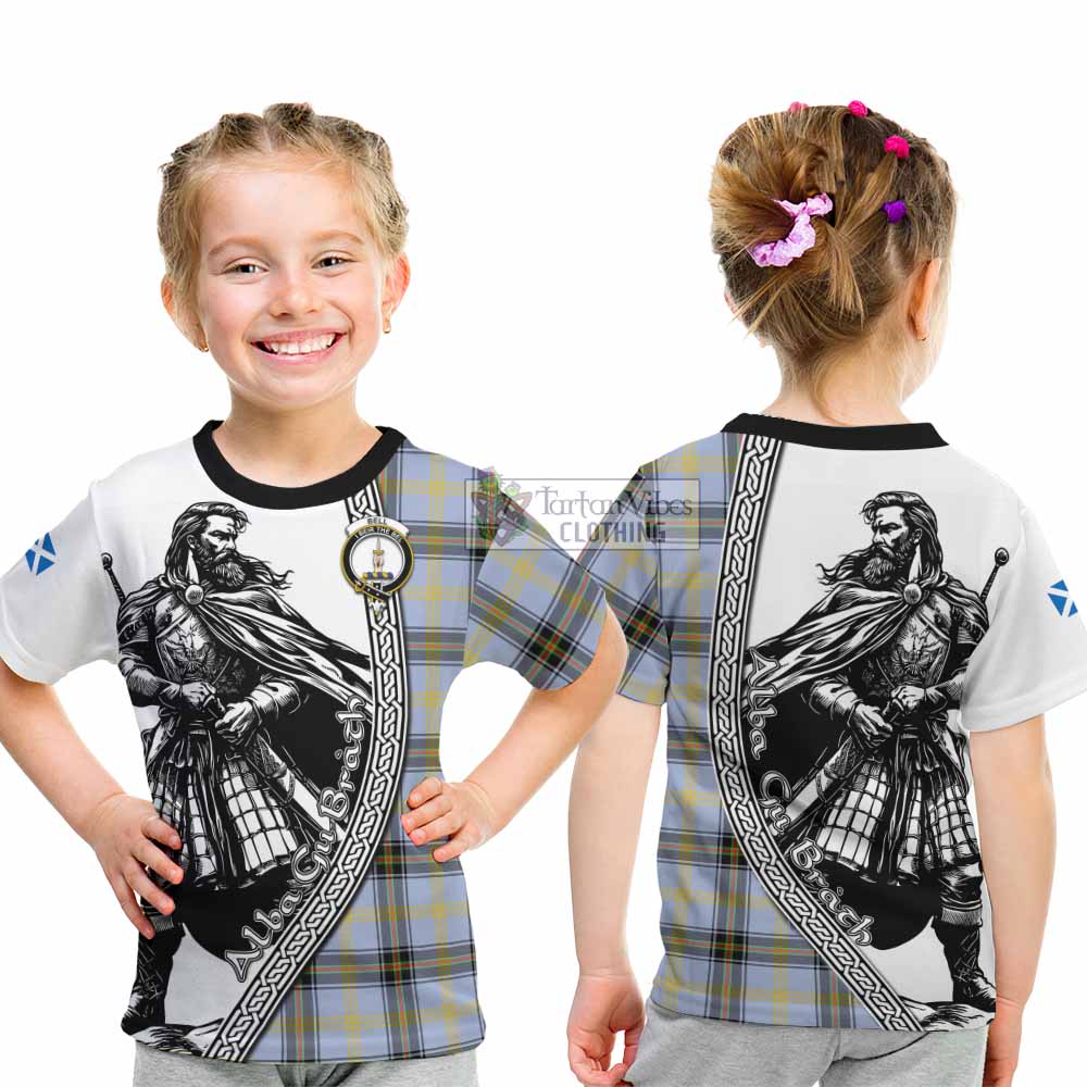 Bell Tartan Clan Crest Kid T-Shirt with Highlander Warrior Celtic Style - Tartan Vibes Clothing