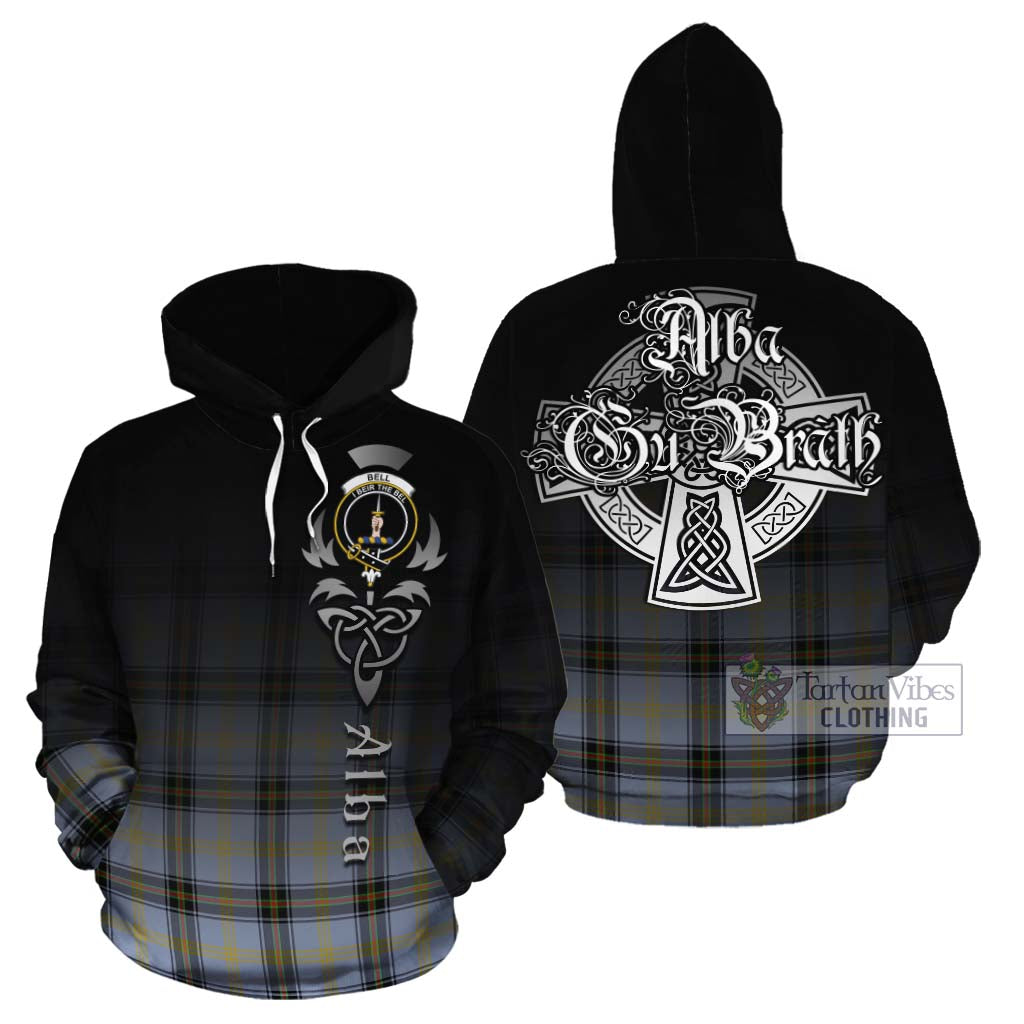 Tartan Vibes Clothing Bell Tartan Cotton Hoodie Featuring Alba Gu Brath Family Crest Celtic Inspired