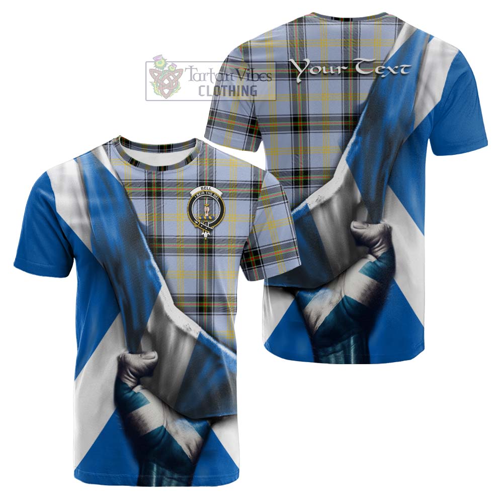 Tartan Vibes Clothing Bell Tartan Cotton T-shirt with Family Crest Scotland Patriotic Style