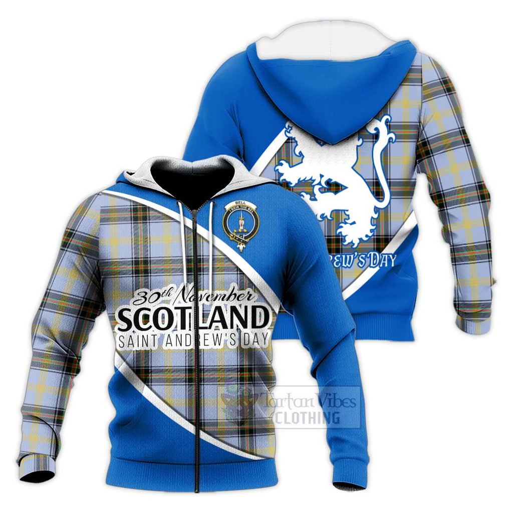 Tartan Vibes Clothing Bell Family Crest Tartan Knitted Hoodie Celebrate Saint Andrew's Day in Style