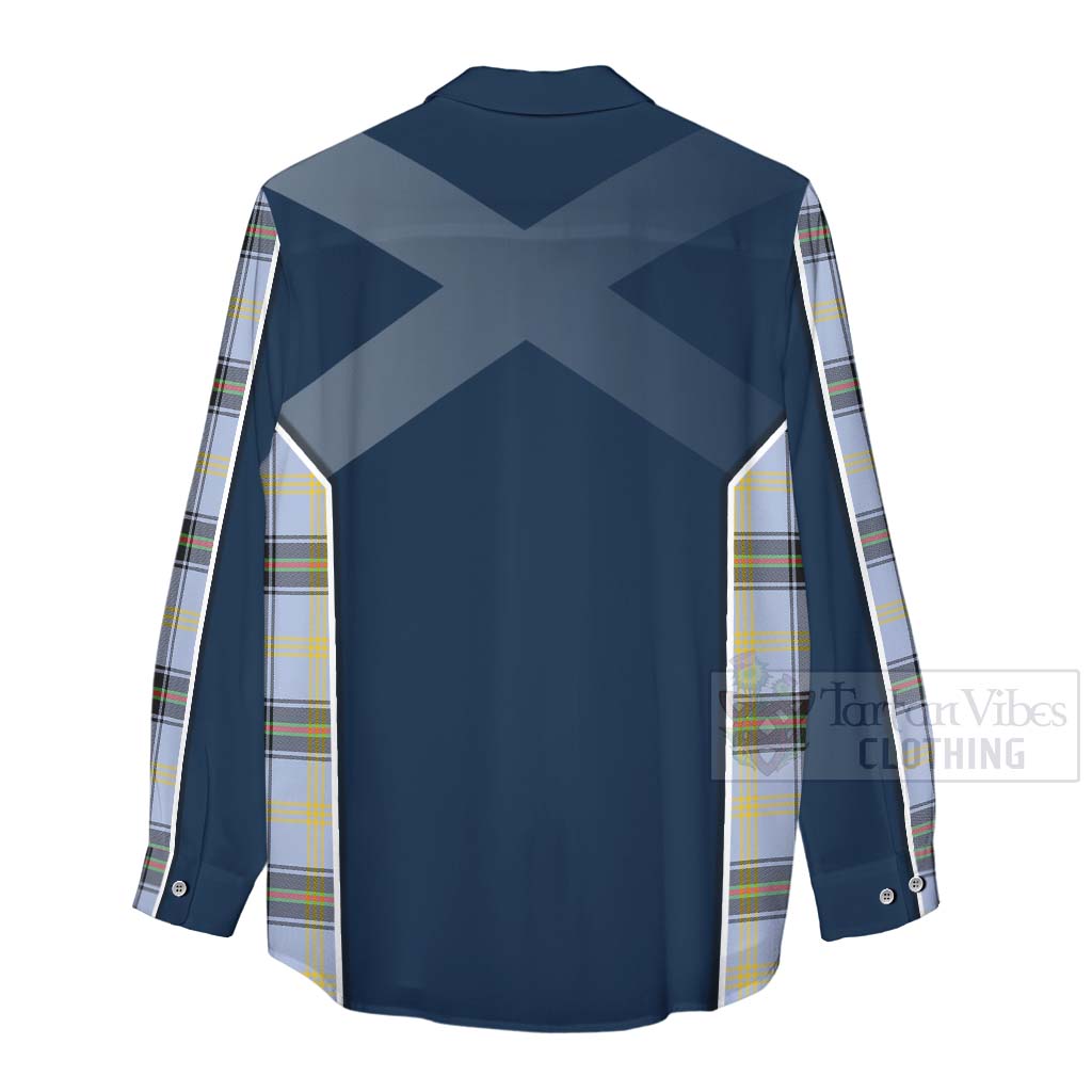 Tartan Vibes Clothing Bell Tartan Women's Casual Shirt with Family Crest and Scottish Thistle Vibes Sport Style