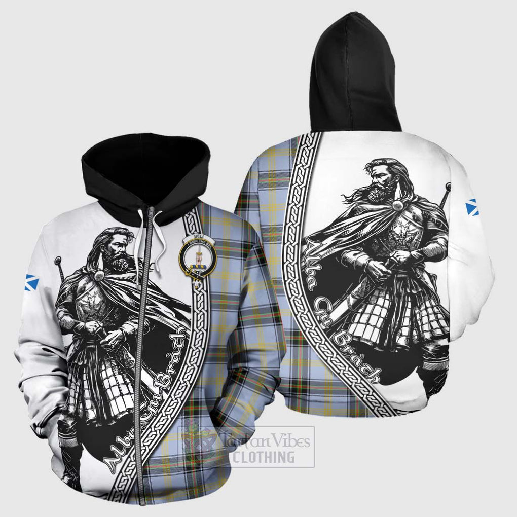 Tartan Vibes Clothing Bell Tartan Clan Crest Hoodie with Highlander Warrior Celtic Style