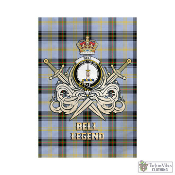 Bell Tartan Garden Flag with Clan Crest and the Golden Sword of Courageous Legacy - Tartan Vibes Clothing