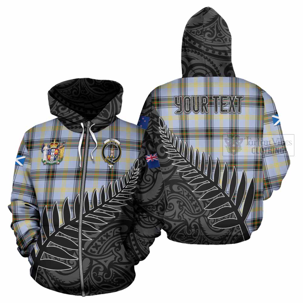 Tartan Vibes Clothing Bell Crest Tartan Hoodie with New Zealand Silver Fern Half Style