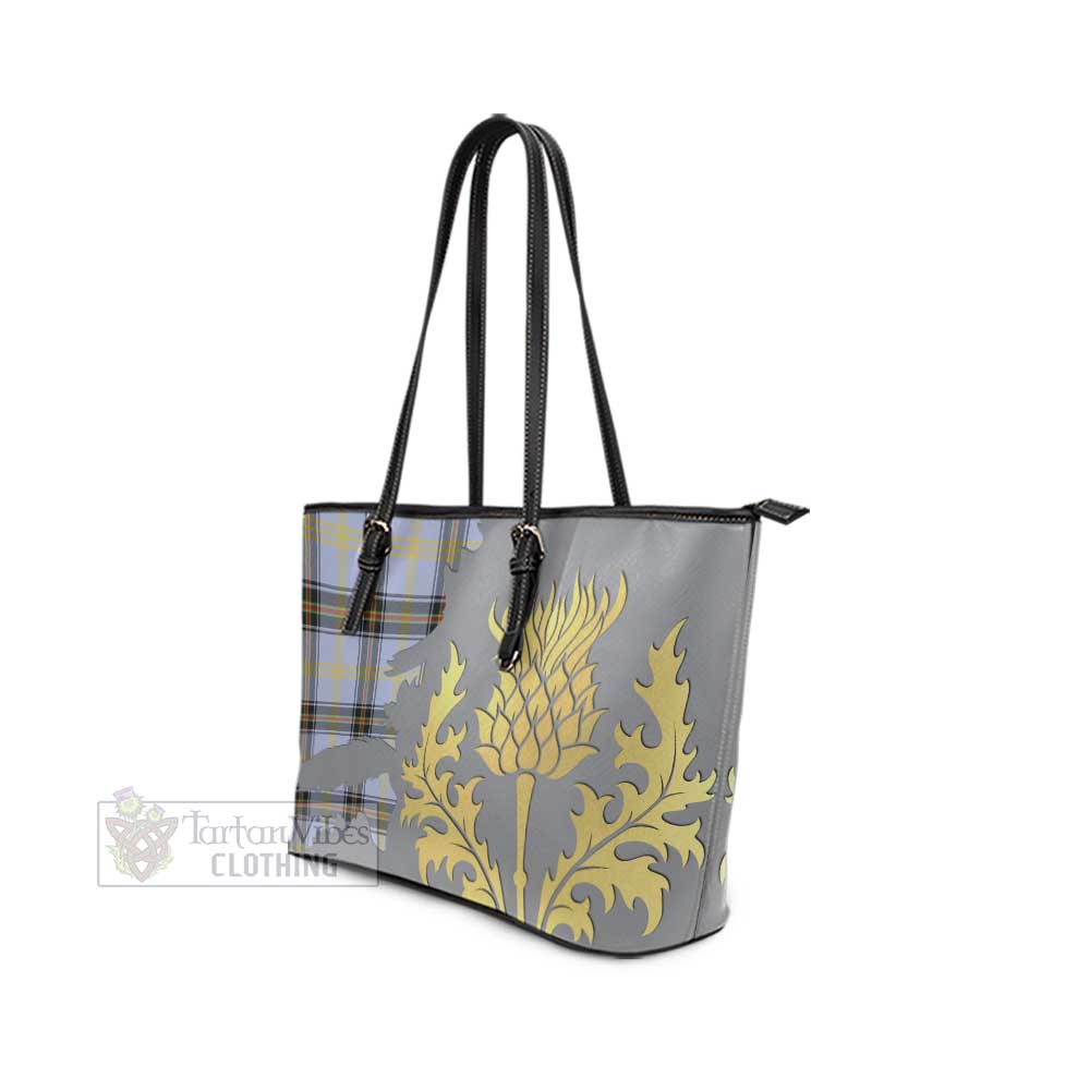 Bell Tartan Leather Tote Bag Gold Thistle Style - Tartan Vibes Clothing
