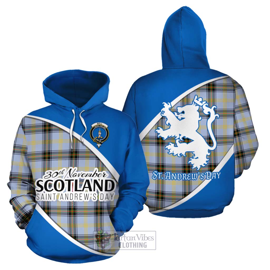 Tartan Vibes Clothing Bell Family Crest Tartan Cotton Hoodie Celebrate Saint Andrew's Day in Style