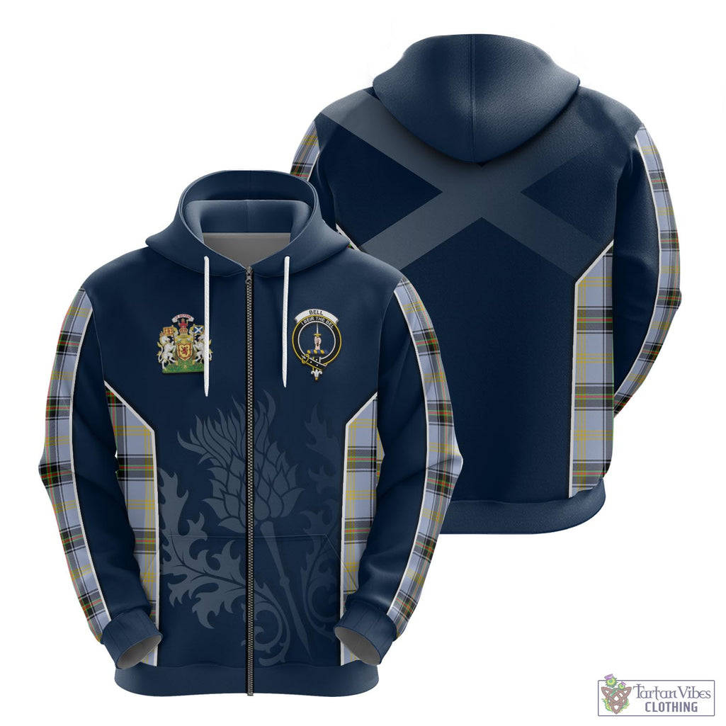 Tartan Vibes Clothing Bell Tartan Hoodie with Family Crest and Scottish Thistle Vibes Sport Style