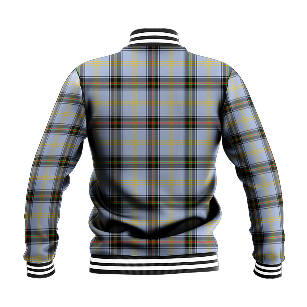 Bell Tartan Baseball Jacket with Family Crest - Tartanvibesclothing