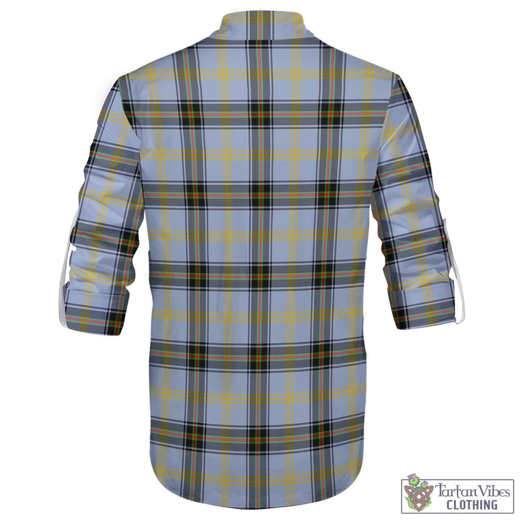 Tartan Vibes Clothing Bell Tartan Men's Scottish Traditional Jacobite Ghillie Kilt Shirt with Family Crest