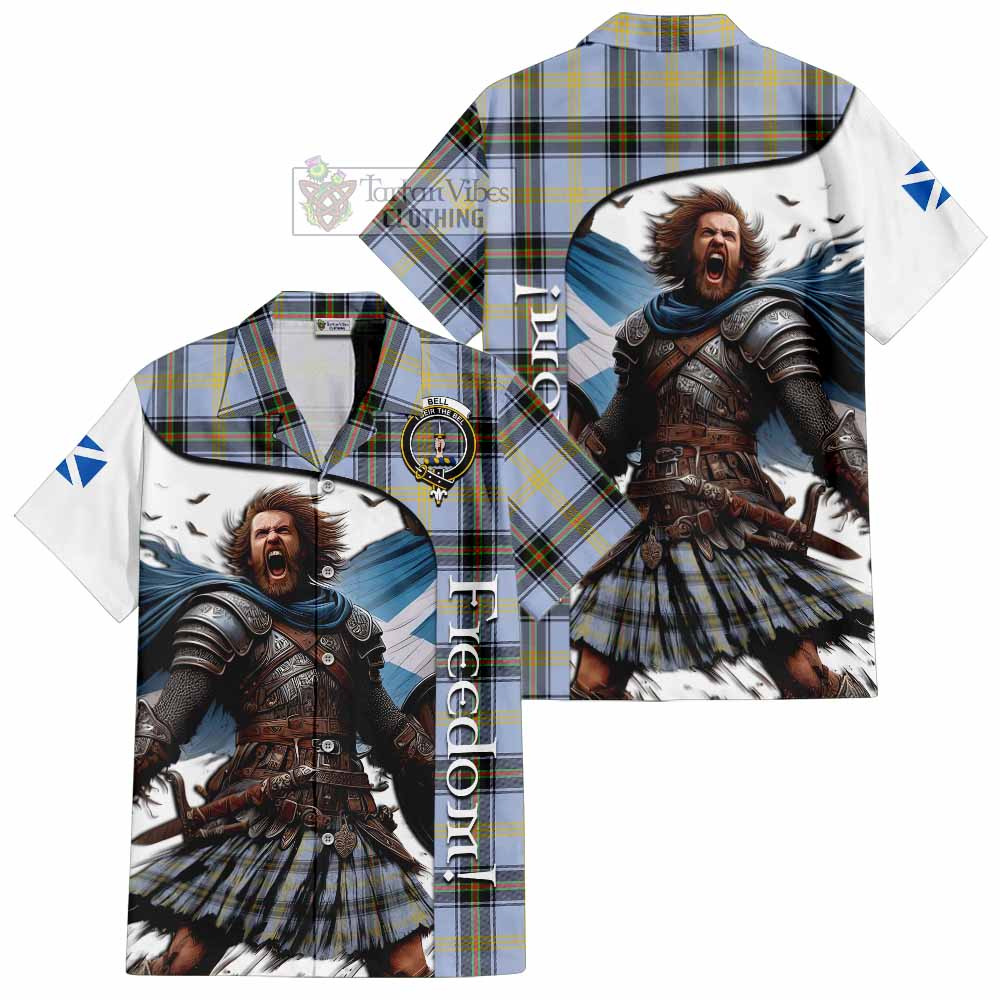 Tartan Vibes Clothing Bell Crest Tartan Short Sleeve Button Shirt Inspired by the Freedom of Scottish Warrior