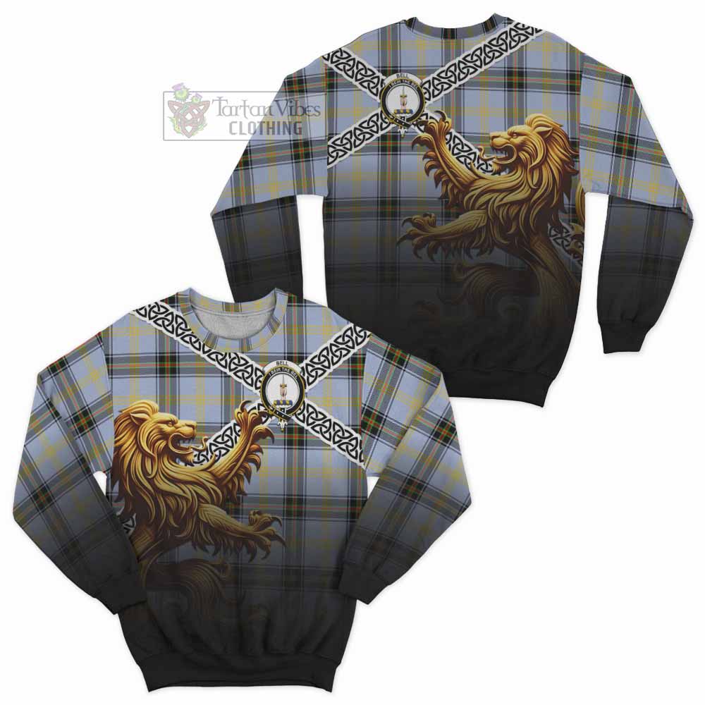 Bell Crest Tartan Sweatshirt with Golden Lion Emblem Celtic Style - Tartan Vibes Clothing