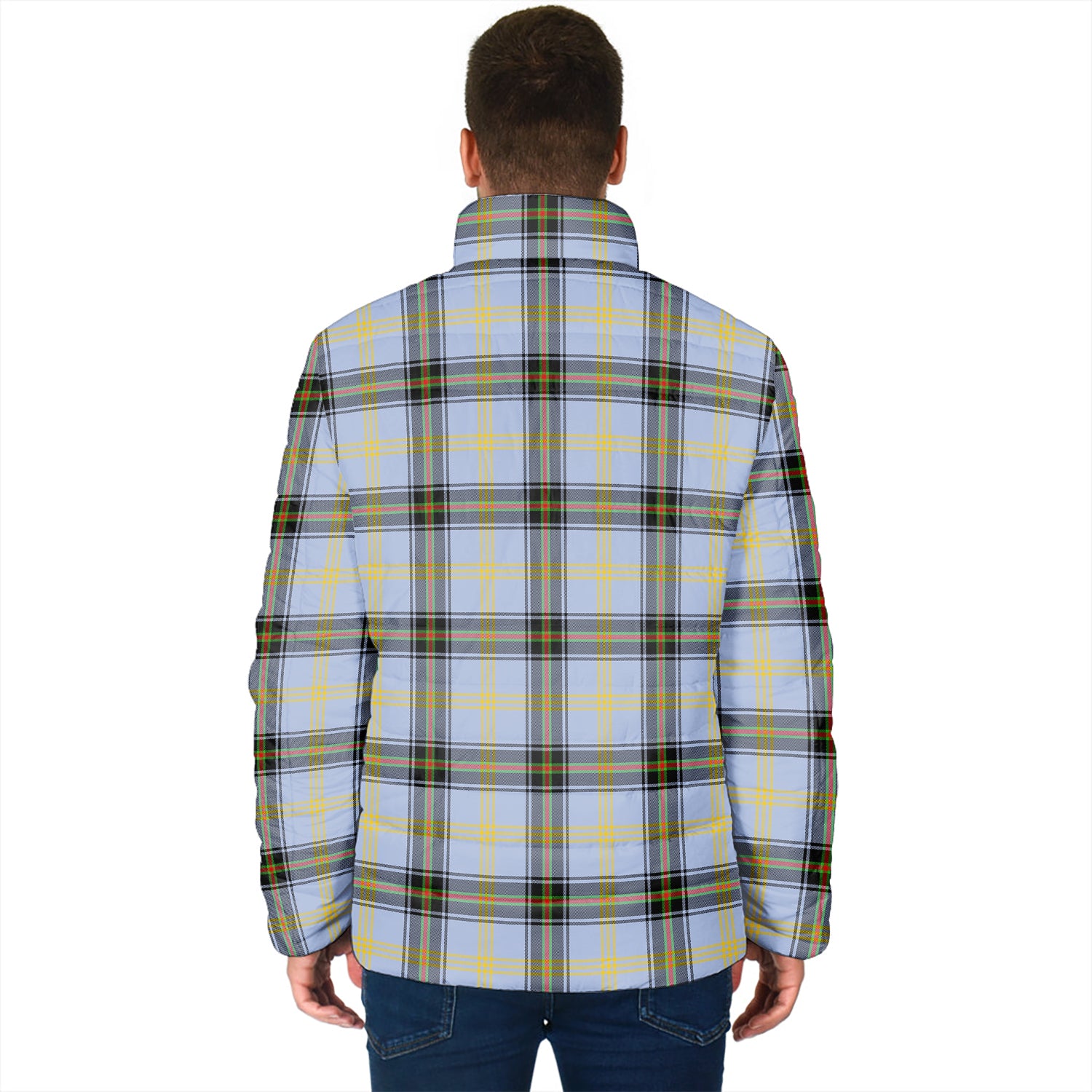 Bell Tartan Padded Jacket with Family Crest - Tartan Vibes Clothing