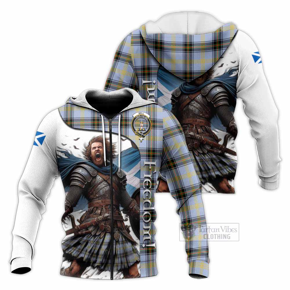 Tartan Vibes Clothing Bell Crest Tartan Knitted Hoodie Inspired by the Freedom of Scottish Warrior