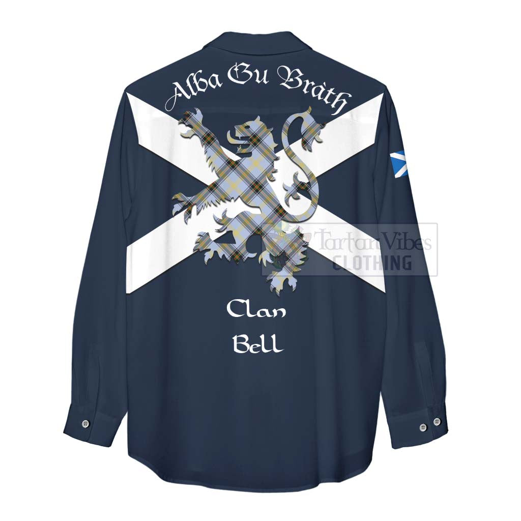 Tartan Vibes Clothing Bell Tartan Lion Rampant Women's Casual Shirt Proudly Display Your Heritage with Alba Gu Brath and Clan Name