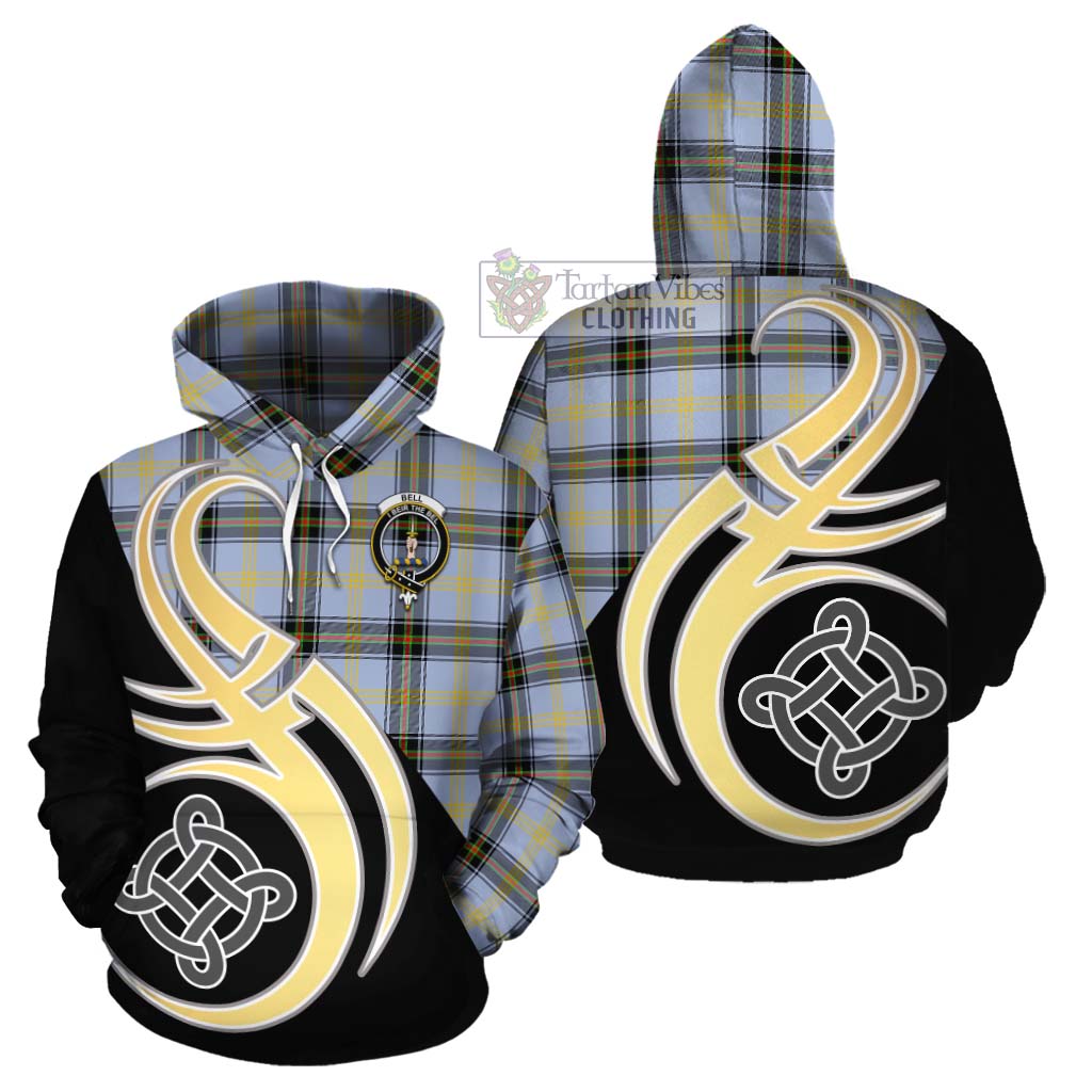 Tartan Vibes Clothing Bell Tartan Cotton Hoodie with Family Crest and Celtic Symbol Style