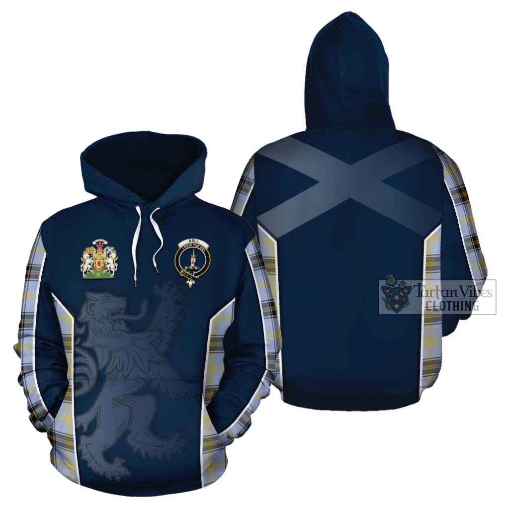 Tartan Vibes Clothing Bell Tartan Cotton Hoodie with Family Crest and Lion Rampant Vibes Sport Style