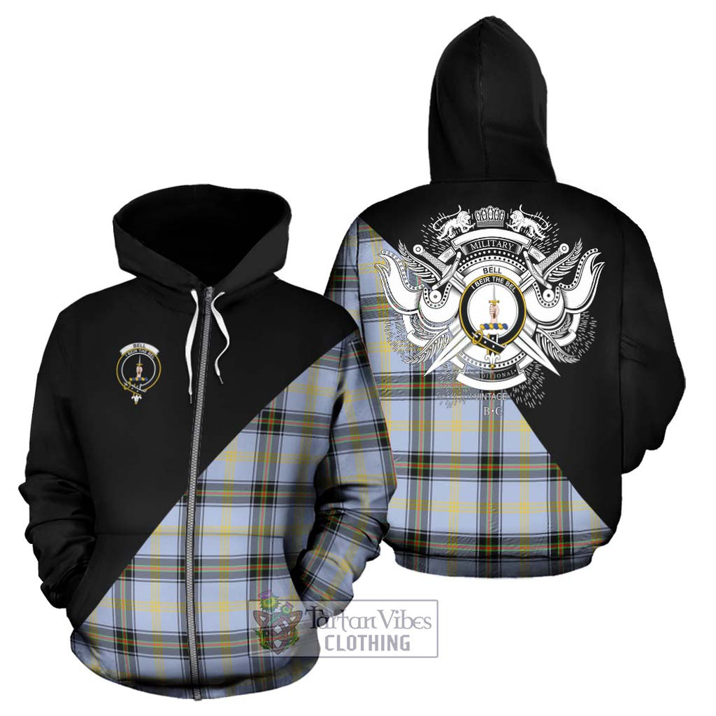 Bell Tartan Hoodie with Family Crest and Military Logo Style - Tartanvibesclothing Shop