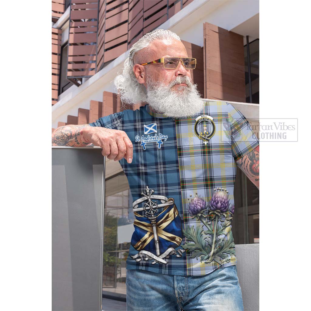 Tartan Vibes Clothing Bell Tartan Cotton T-shirt Happy St. Andrew's Day Half Tartan Style