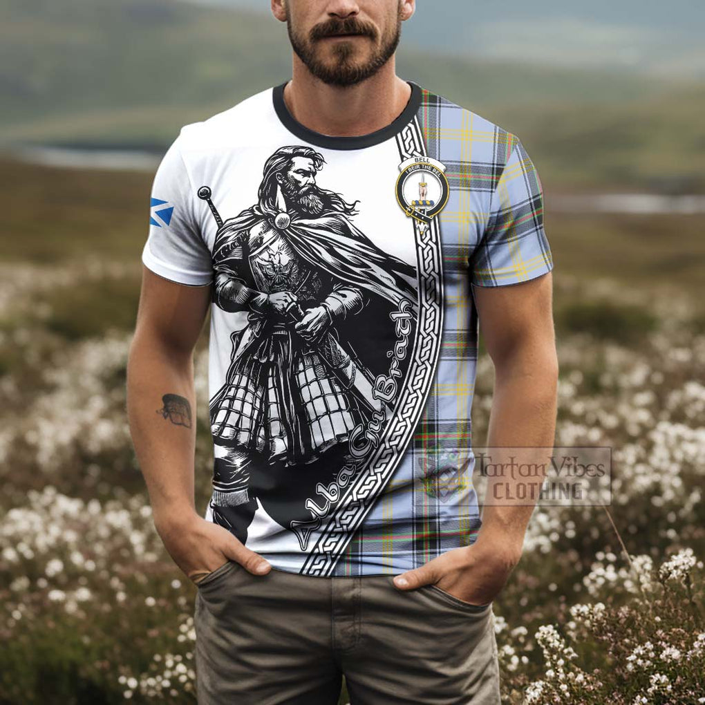 Tartan Vibes Clothing Bell Tartan Clan Crest T-Shirt with Highlander Warrior Celtic Style