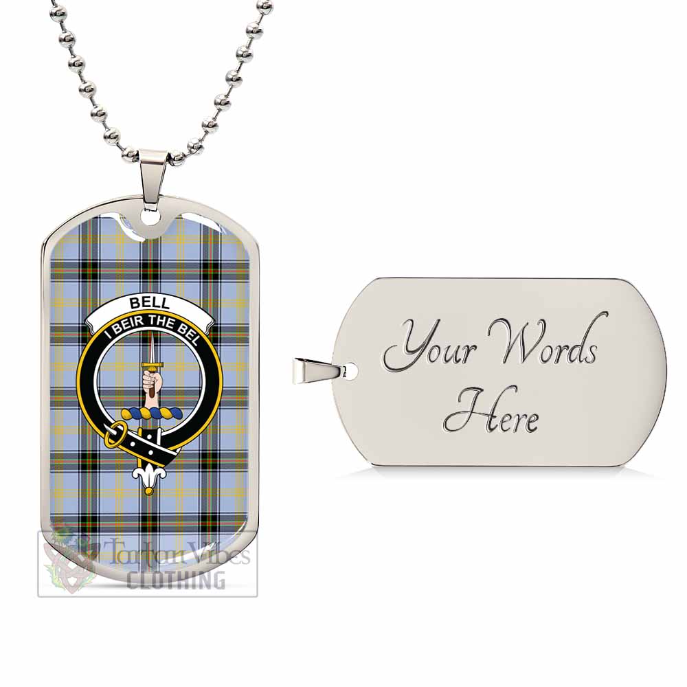 Tartan Vibes Clothing Bell Tartan Dog Tag Necklace with Family Crest