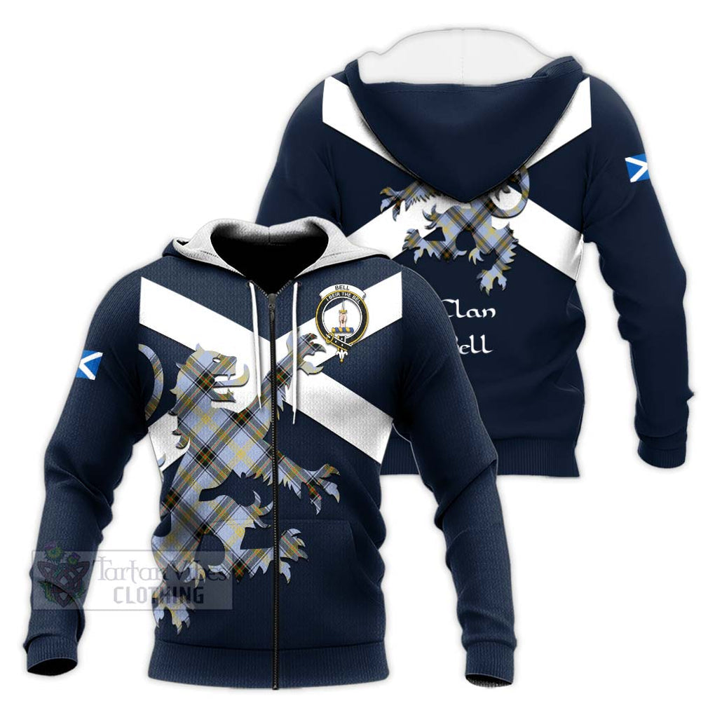 Tartan Vibes Clothing Bell Tartan Lion Rampant Knitted Hoodie – Proudly Display Your Heritage with Alba Gu Brath and Clan Name