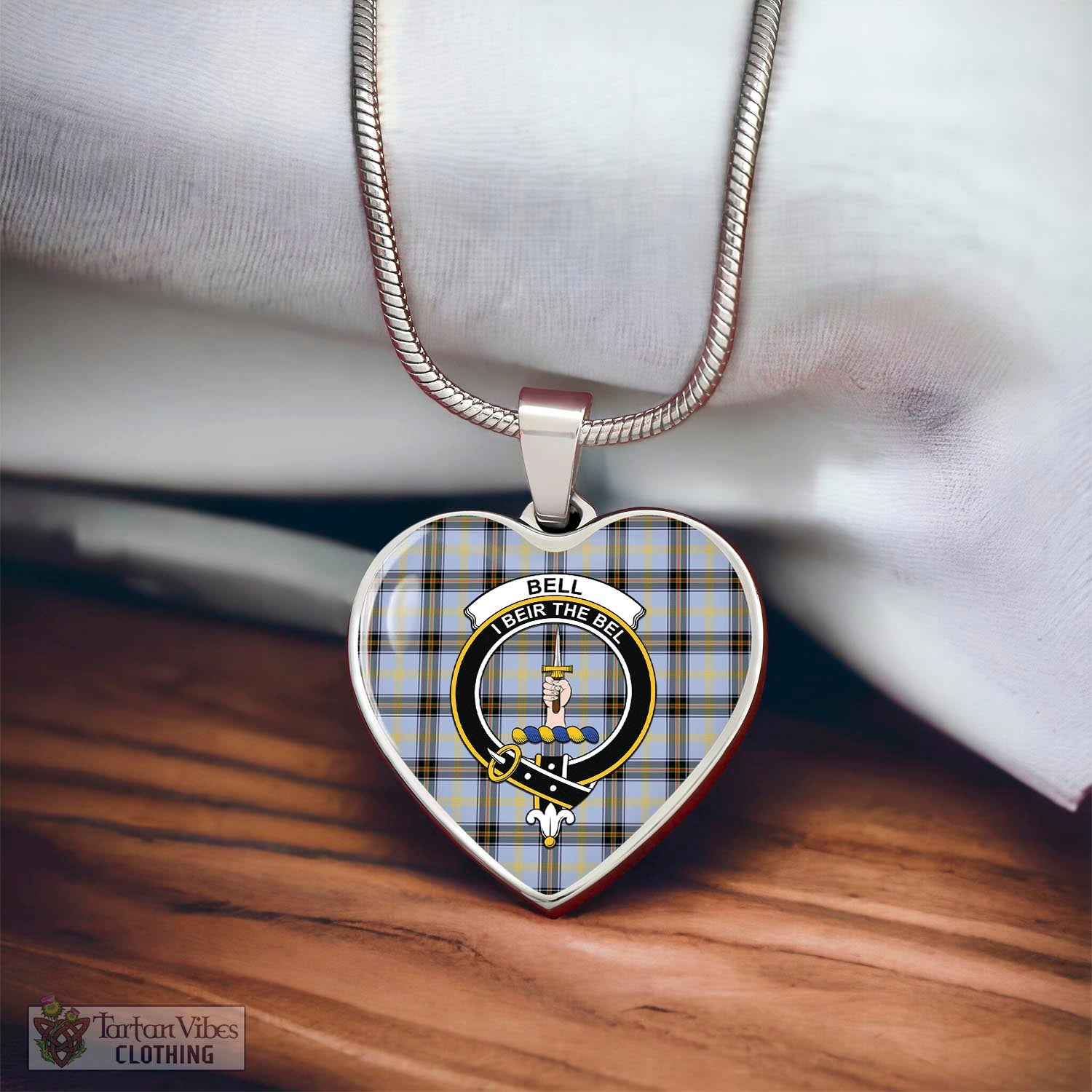 Tartan Vibes Clothing Bell Tartan Heart Necklace with Family Crest