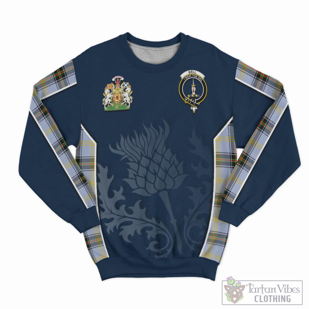 Tartan Vibes Clothing Bell Tartan Sweatshirt with Family Crest and Scottish Thistle Vibes Sport Style