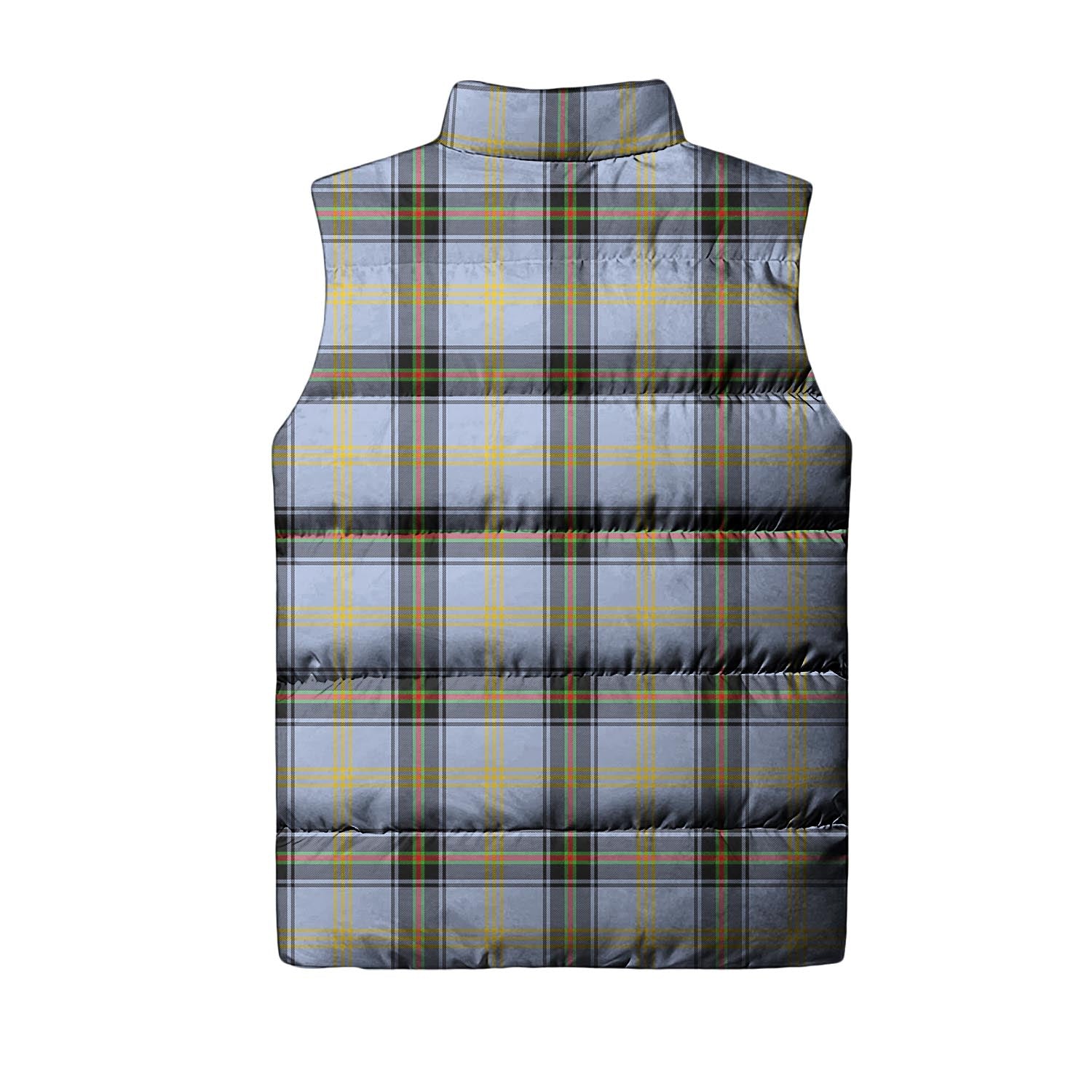 Bell Tartan Sleeveless Puffer Jacket with Family Crest - Tartanvibesclothing